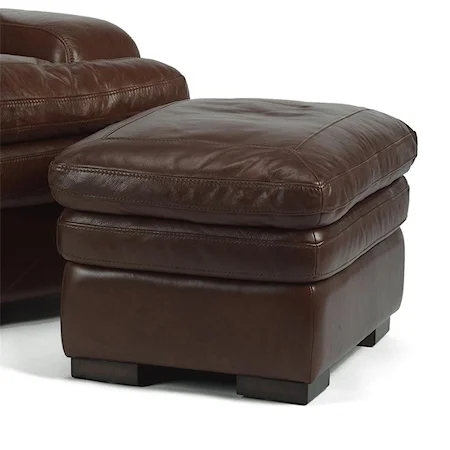 Leather Ottoman with Block Feet